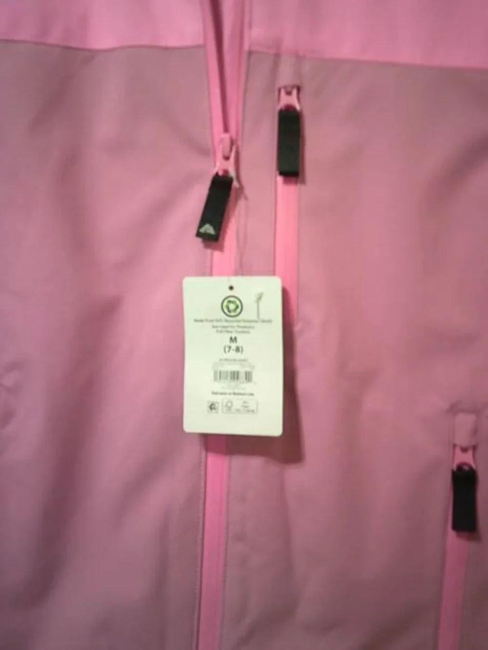 NEW OZARK TRAIL GIRLS SZ M 7/8 PINK SKI JACKET FULL ZIP 3 POCKETS WATER WIND RES